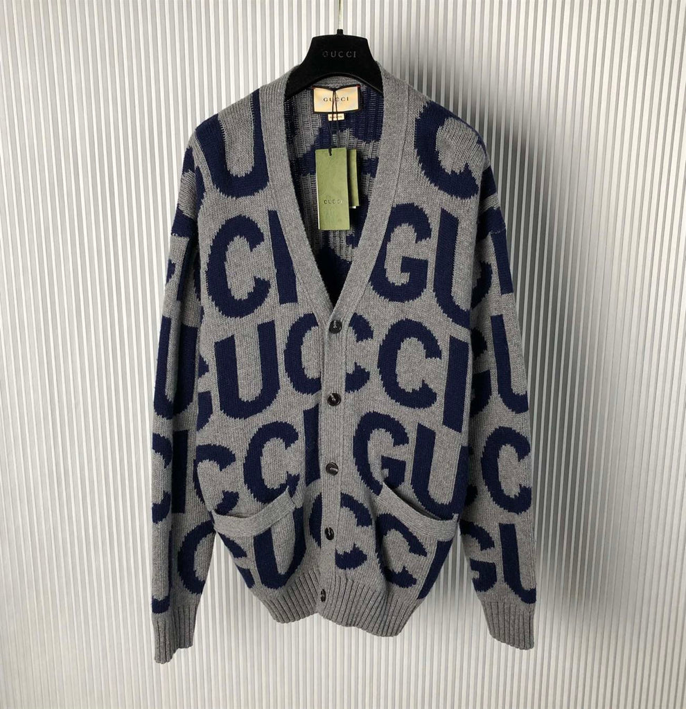 GUCCI WOOL CARDIGAN WITH GUCCI INTARSIA - H003