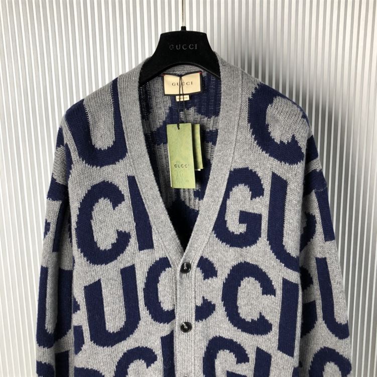 GUCCI WOOL CARDIGAN WITH GUCCI INTARSIA - H003