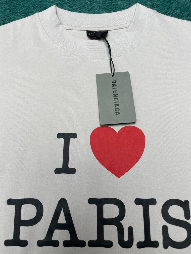 I LOVE PARIS & BALENCIAGA T-SHIRT OVERSIZED IN WHITE - Y016