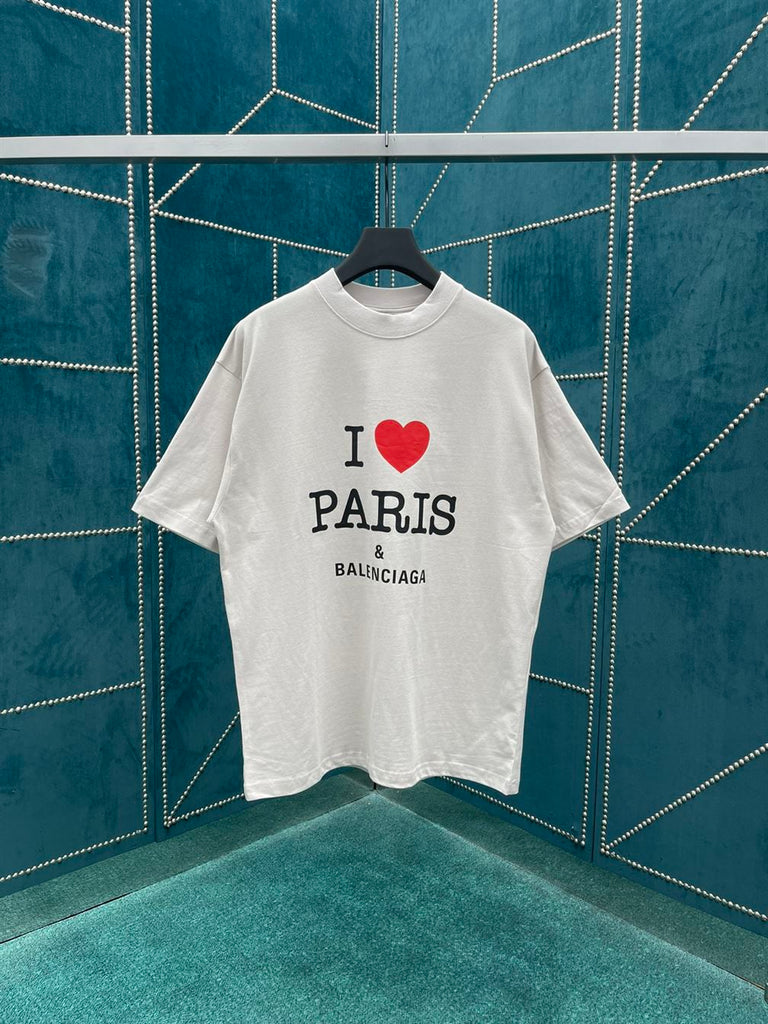 I LOVE PARIS & BALENCIAGA T-SHIRT OVERSIZED IN WHITE - Y016