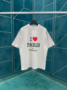 I LOVE PARIS & BALENCIAGA T-SHIRT OVERSIZED IN WHITE - Y016