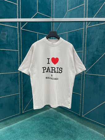 I LOVE PARIS & BALENCIAGA T-SHIRT OVERSIZED IN WHITE - Y016