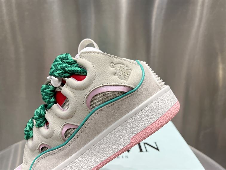 LANVIN CURB SNEAKERS GREEN PINK BEIGE - PT009