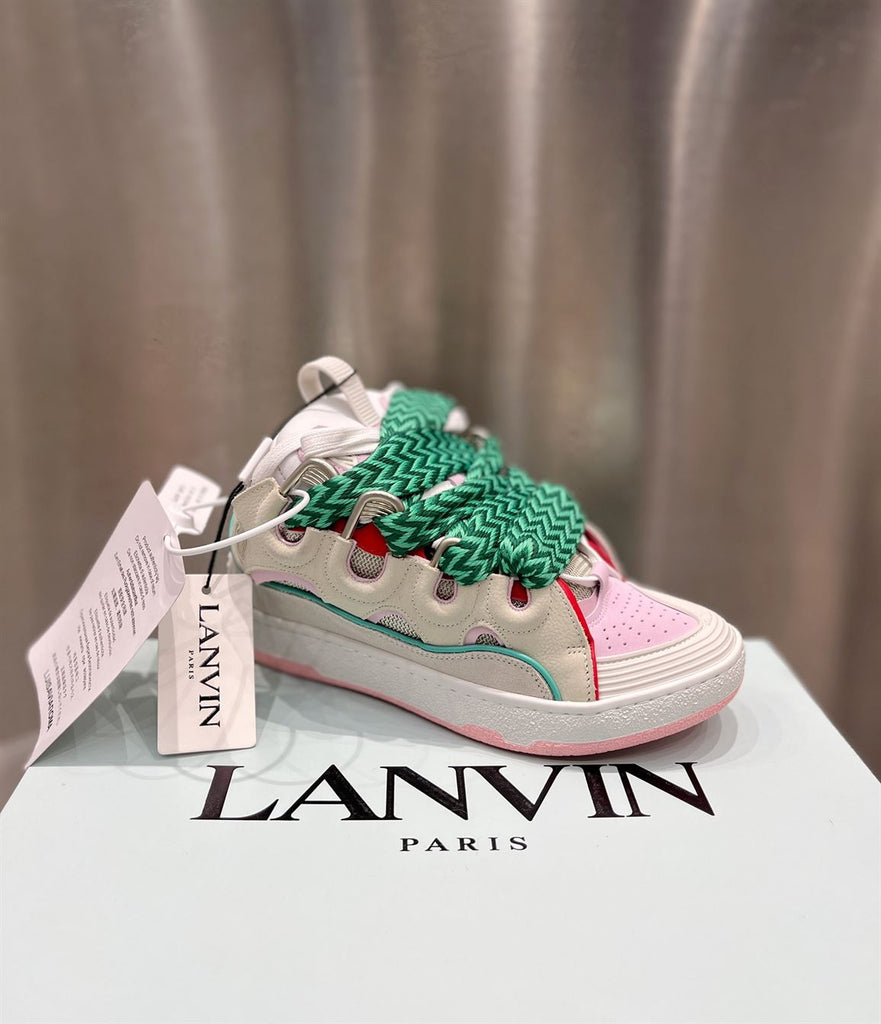 LANVIN CURB SNEAKERS GREEN PINK BEIGE - PT009