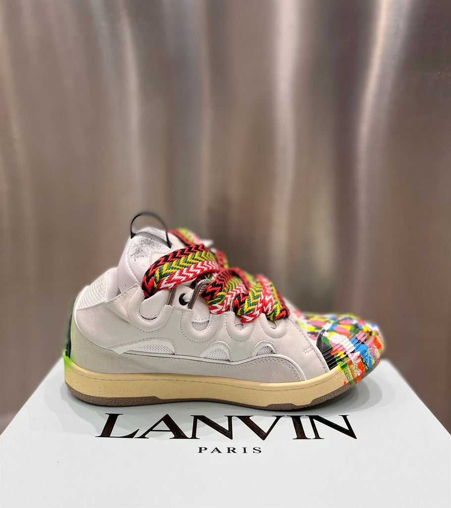 LANVIN CURB SNEAKERS PAINT DRIP WHITE - PT018