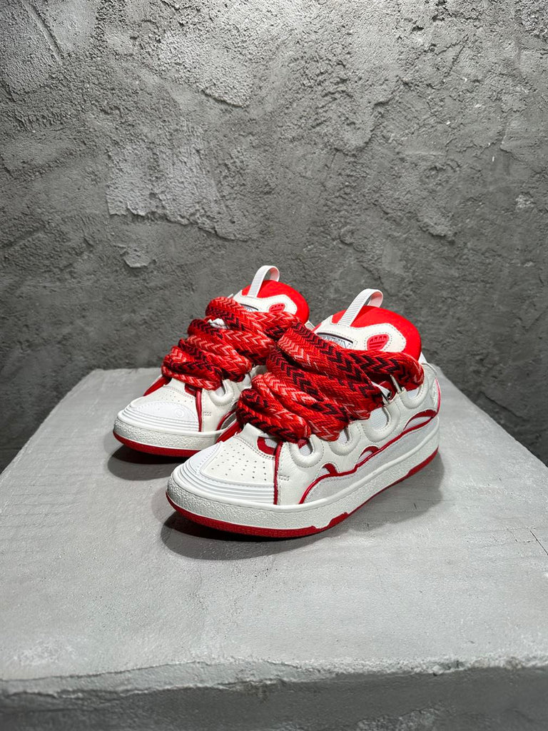 LANVIN CURB SNEAKERS WHITE RED - PT010