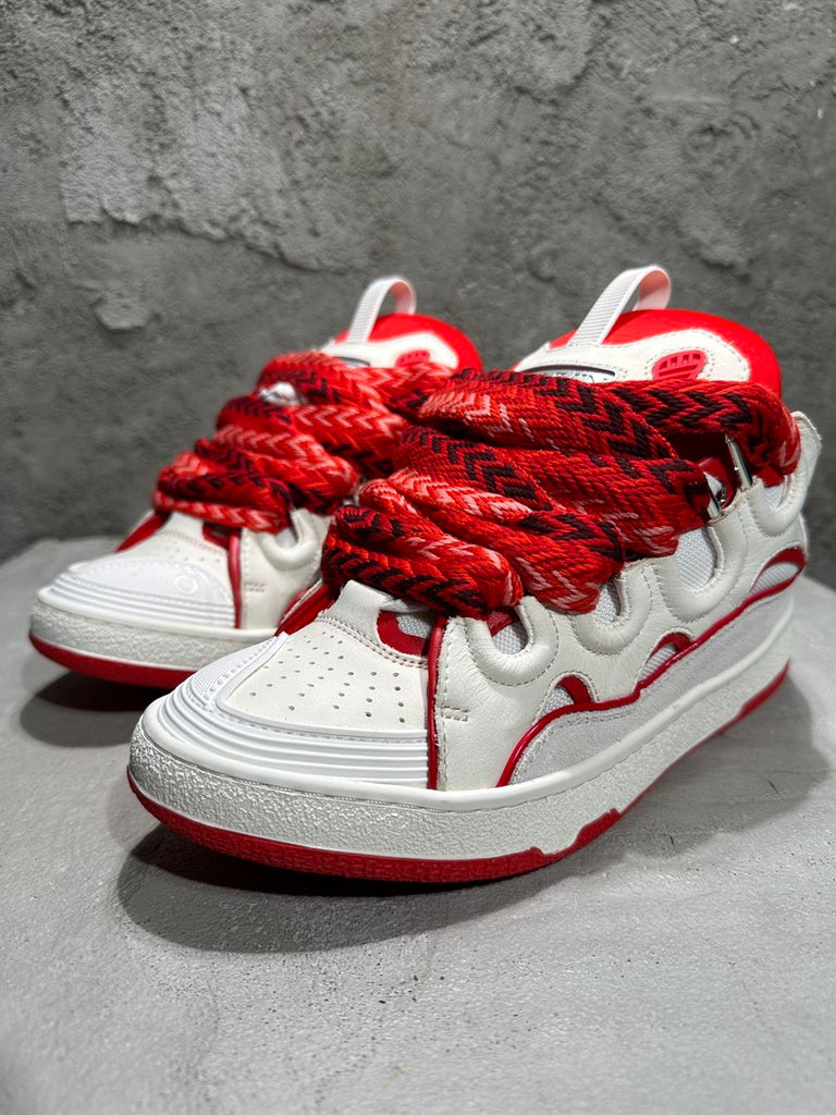 LANVIN CURB SNEAKERS WHITE RED - PT010