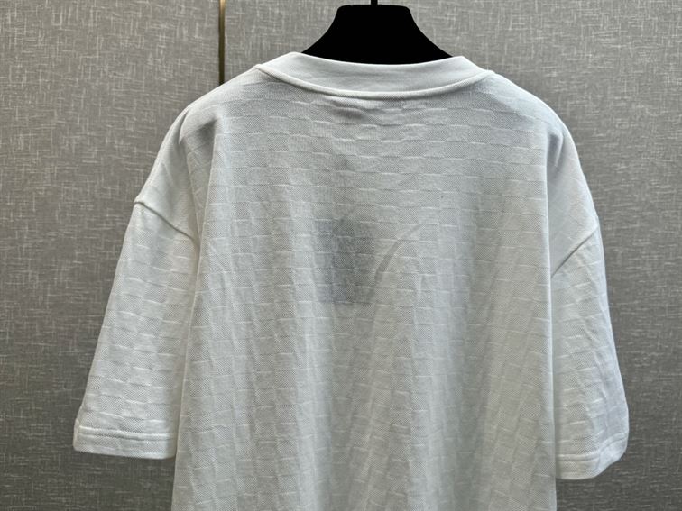 LOUIS VUITTON DAMIER COTTON PIQUE T-SHIRT WHITE - V019