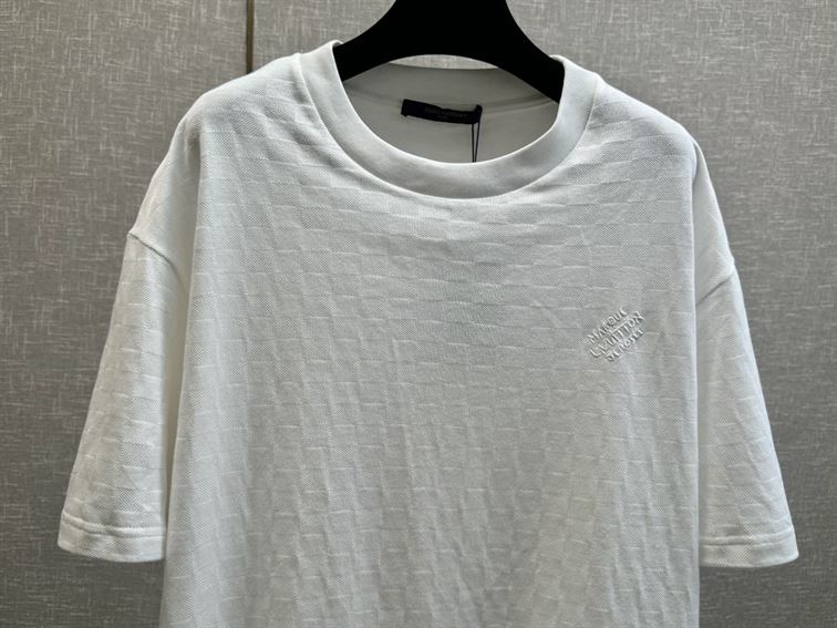 LOUIS VUITTON DAMIER COTTON PIQUE T-SHIRT WHITE - V019