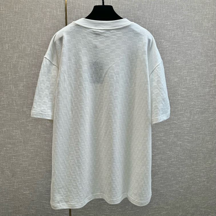 LOUIS VUITTON DAMIER COTTON PIQUE T-SHIRT WHITE - V019