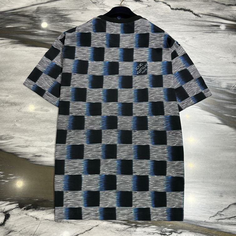 LOUIS VUITTON DAMIER SHORT-SLEEVED COTTON T-SHIRT - V046