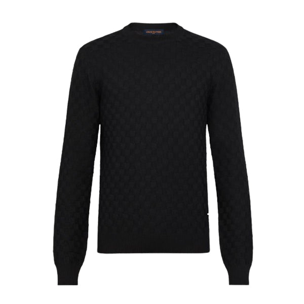 LOUIS VUITTON DAMIER WOOL LONG-SLEEVED CREWNECK BLACK - J019