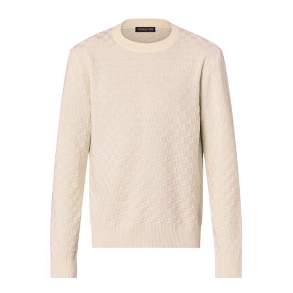 LOUIS VUITTON DAMIER WOOL LONG-SLEEVED CREWNECK IVORY - J018