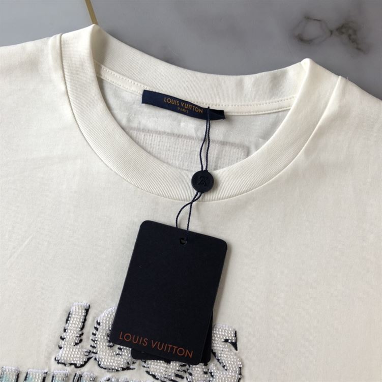 LOUIS VUITTON EMBROIDERED BEADS COTTON T-SHIRT - V072