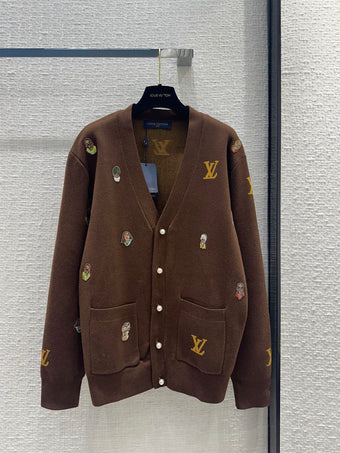 LOUIS VUITTON EMBROIDERED COTTON CARDIGAN - J007