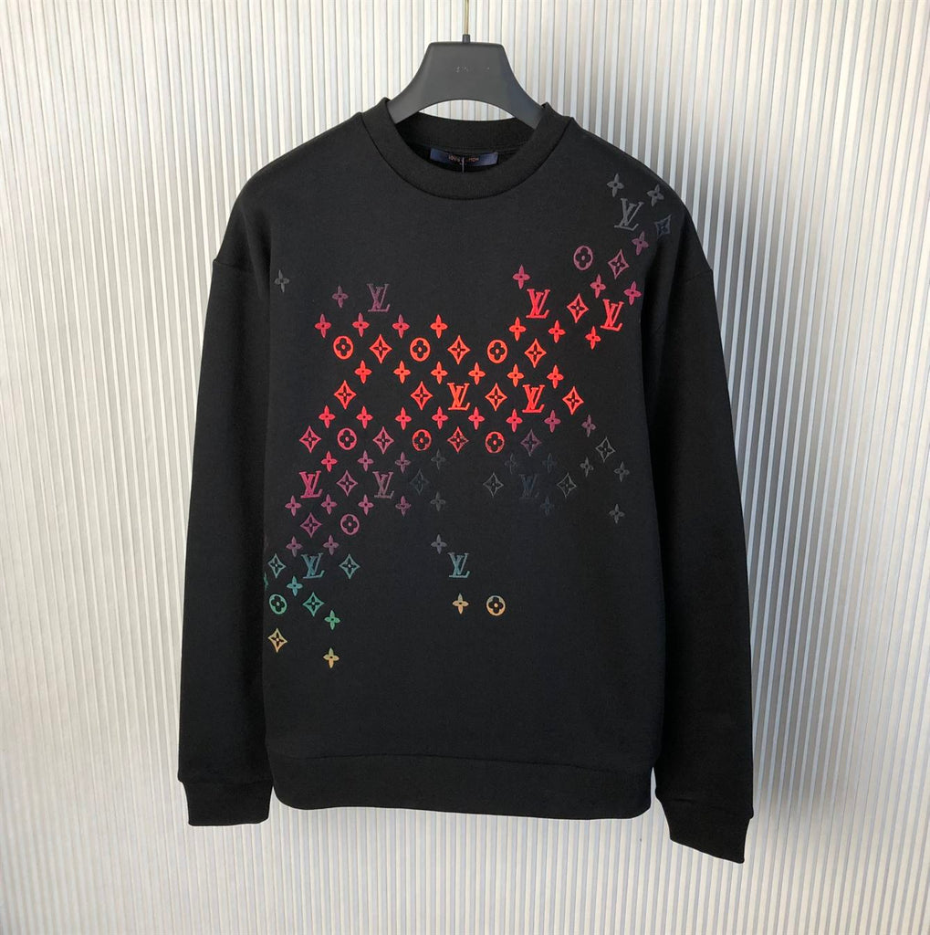 LOUIS VUITTON EMBROIDERED COTTON SWEATSHIRT BLACK - J027