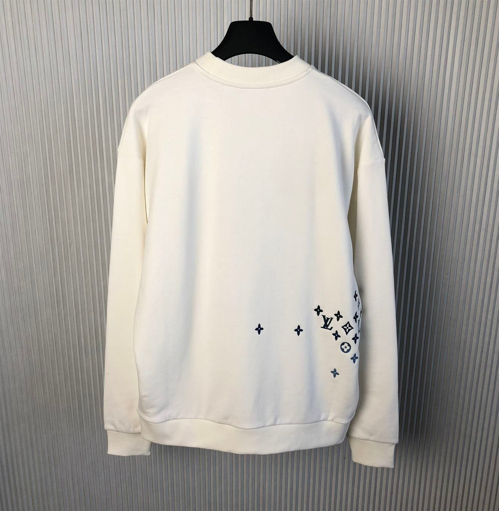 LOUIS VUITTON EMBROIDERED COTTON SWEATSHIRT MILK WHITE - J029