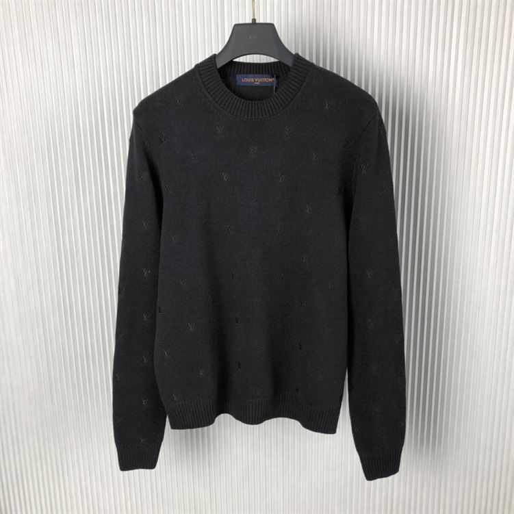 LOUIS VUITTON EMBROIDERED SIGNATURE MERINO CREWNECK - J006