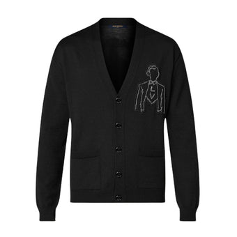 LOUIS VUITTON EMBROIDERED WOOL CARDIGAN - J028