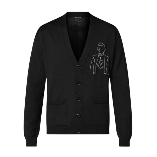 LOUIS VUITTON EMBROIDERED WOOL CARDIGAN - J028