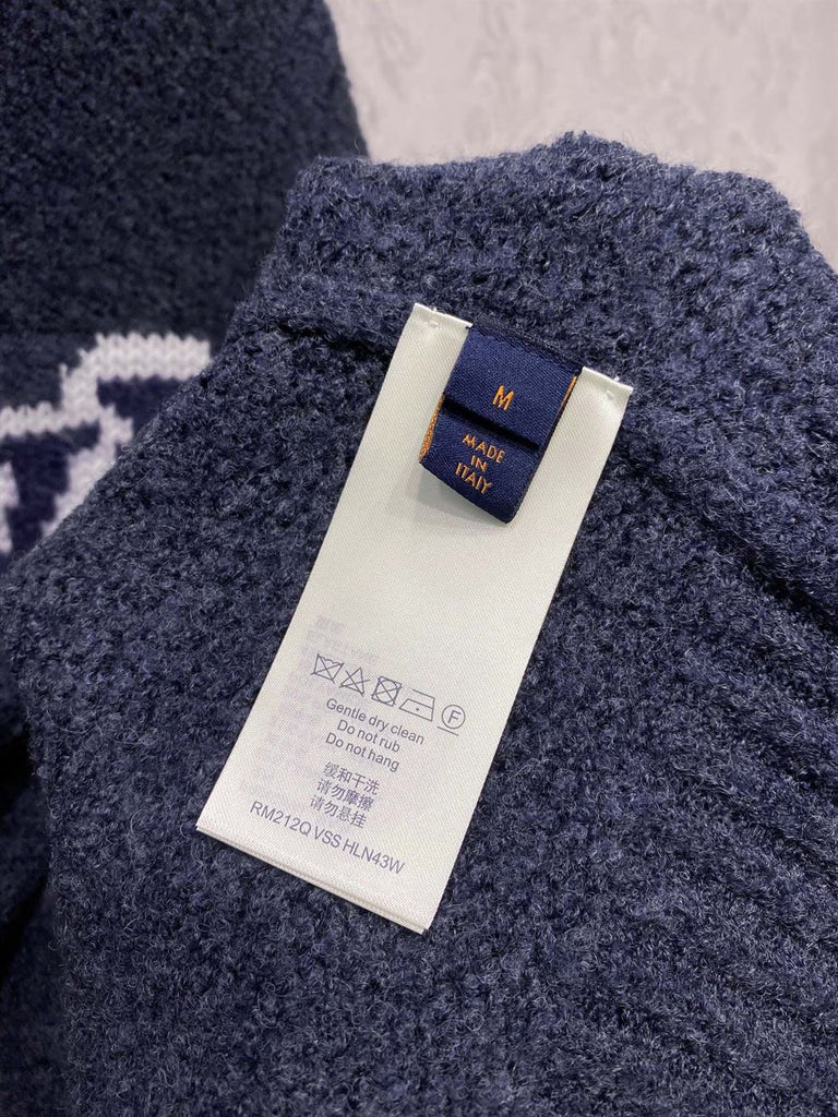 LOUIS VUITTON LV INTARSIA CREWNECK NAVY - J012