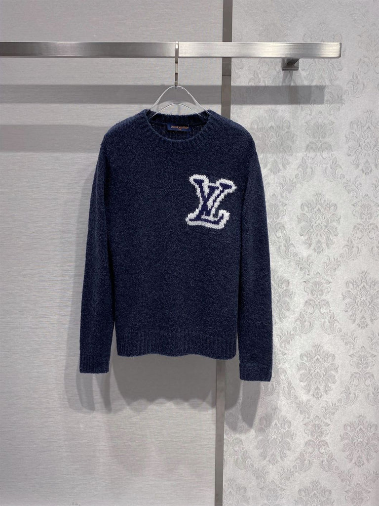 LOUIS VUITTON LV INTARSIA CREWNECK NAVY - J012