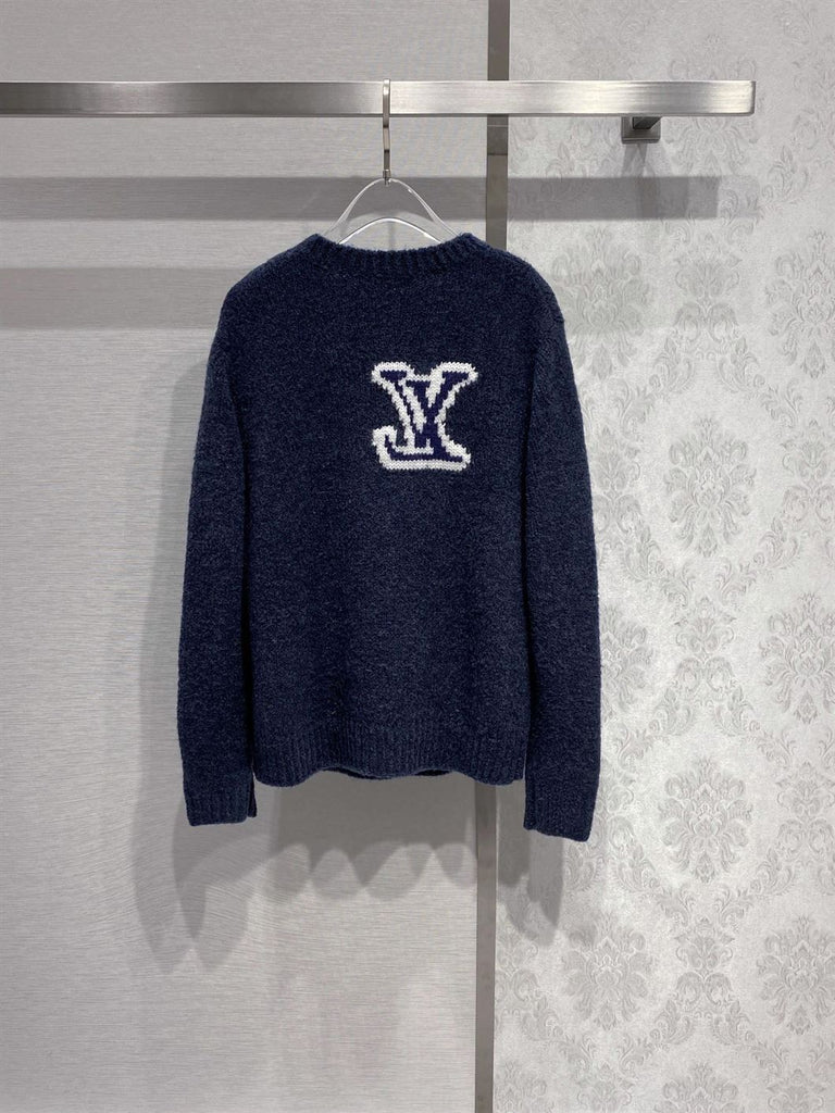 LOUIS VUITTON LV INTARSIA CREWNECK NAVY - J012