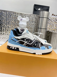 LOUIS VUITTON LV TRAINER GRAPHIC PRINT WHITE BLACK BLUE - L094