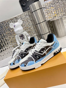 LOUIS VUITTON LV TRAINER GRAPHIC PRINT WHITE BLACK BLUE - L094