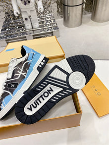 LOUIS VUITTON LV TRAINER GRAPHIC PRINT WHITE BLACK BLUE - L094