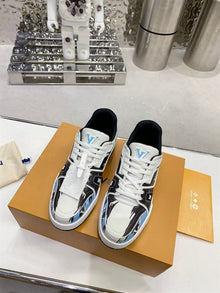 LOUIS VUITTON LV TRAINER GRAPHIC PRINT WHITE BLACK BLUE - L094