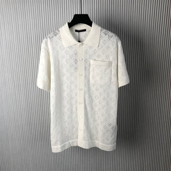 LOUIS VUITTON MONOGRAM POINTELLE COTTON SHORT-SLEEVED SHIRT - V028