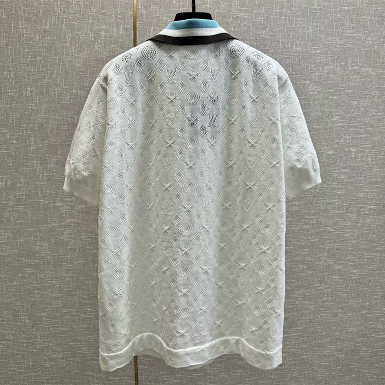 LOUIS VUITTON MONOGRAM POINTELLE SHORT-SLEEVED COTTON T-SHIRT - V006