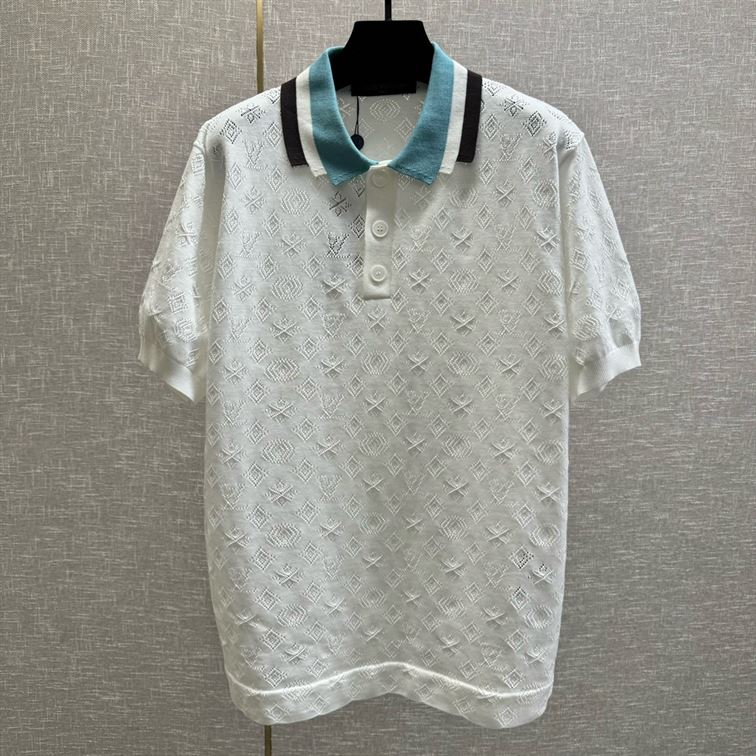 LOUIS VUITTON MONOGRAM POINTELLE SHORT-SLEEVED COTTON T-SHIRT - V006