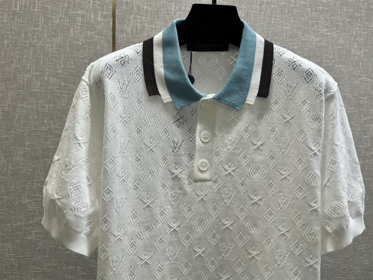 LOUIS VUITTON MONOGRAM POINTELLE SHORT-SLEEVED COTTON T-SHIRT - V006