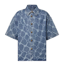 LOUIS VUITTON MONOGRAM PRINTED SHORT-SLEEVED DENIM SHIRT - V053