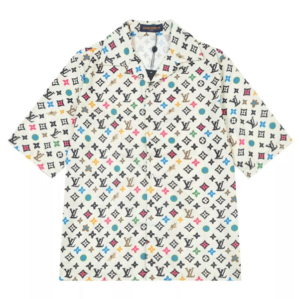 LOUIS VUITTON MONOGRAM SHORT-SLEEVED SILK SHIRT - V037