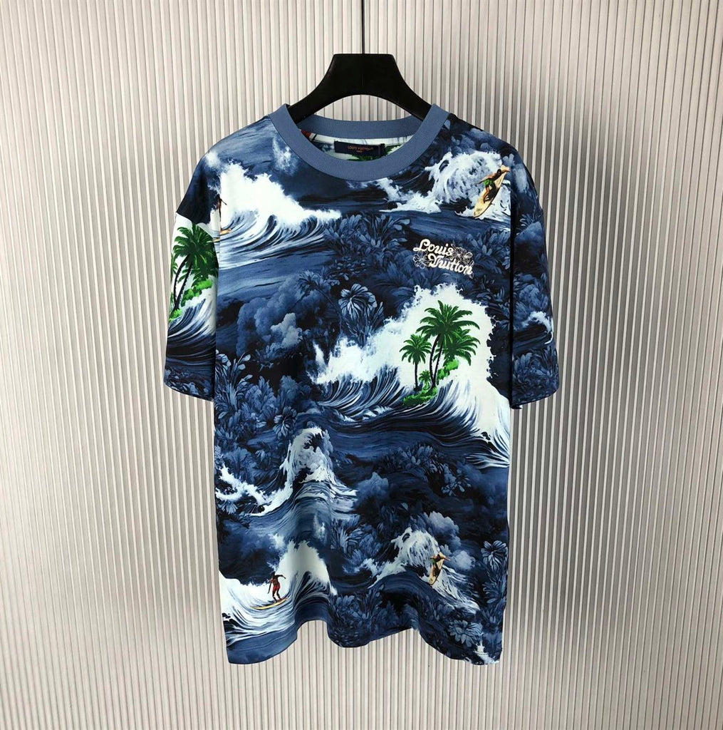 LOUIS VUITTON PRINTED SHORT-SLEEVED COTTON T-SHIRT - V022