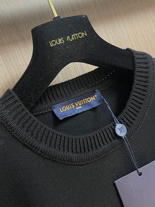 LOUIS VUITTON EMBROIDERED SIGNATURE SHORT-SLEEVED COTTON CREWNECK BLACK - V012