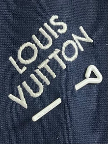 LOUIS VUITTON EMBROIDERED SIGNATURE SHORT-SLEEVED COTTON CREWNECK DEEP BLACK - V011