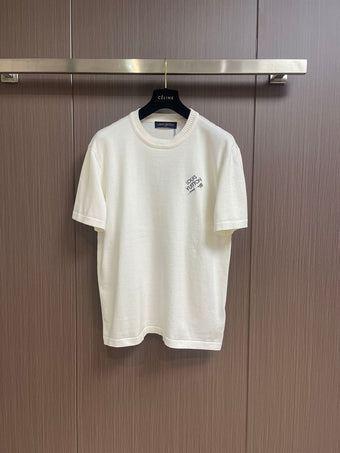 LOUIS VUITTON EMBROIDERED SIGNATURE SHORT-SLEEVED COTTON CREWNECK WHITE - V013