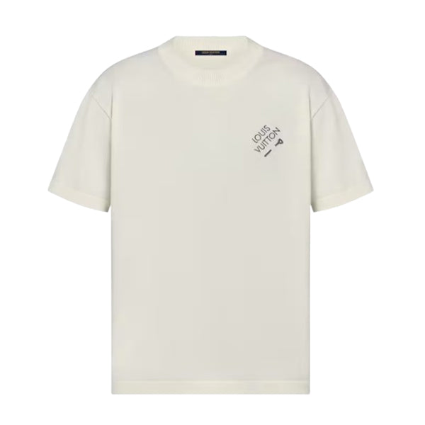 LOUIS VUITTON EMBROIDERED SIGNATURE SHORT-SLEEVED COTTON CREWNECK WHITE - V013