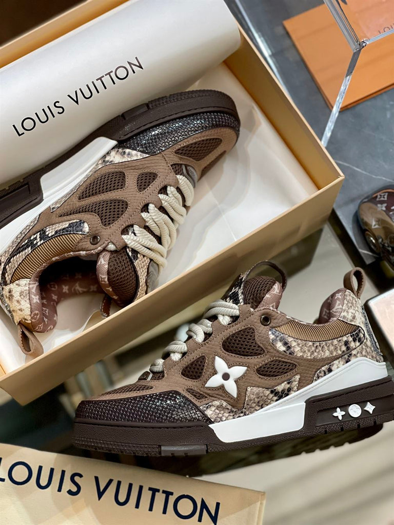 LOUIS VUITTON SKATE SNEAKER BROWN SNAKESKIN - L085