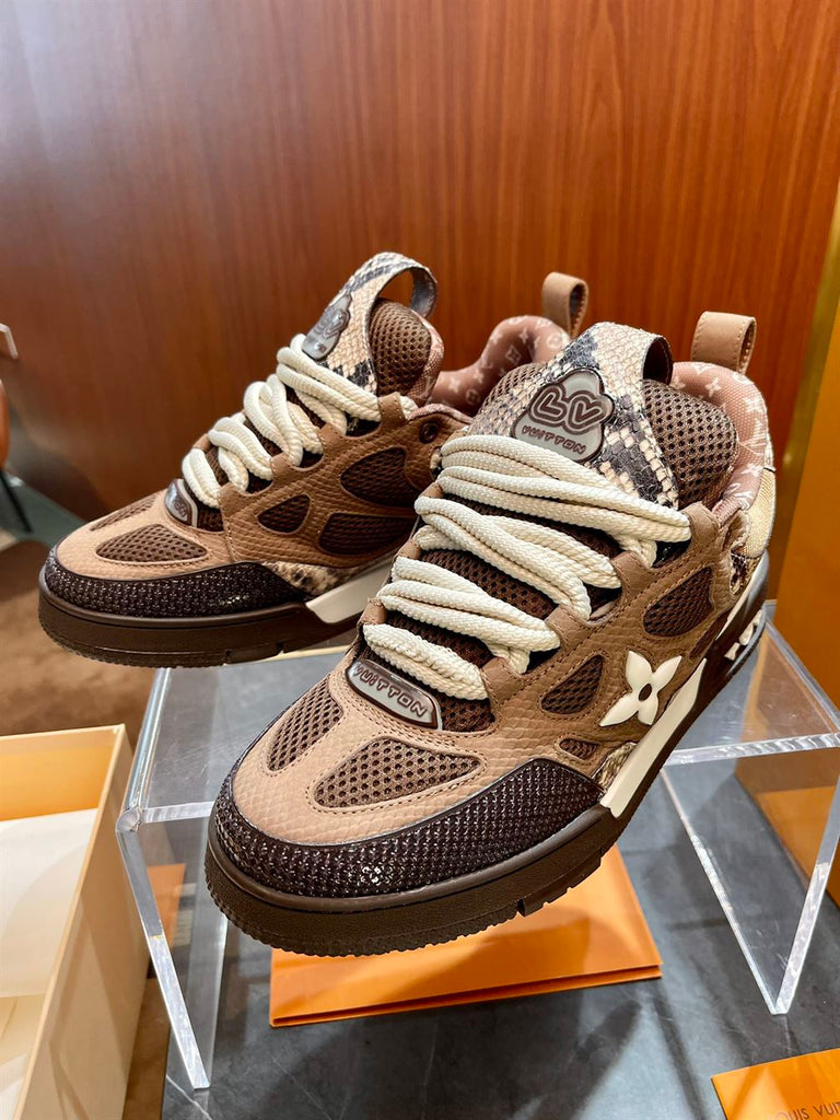 LOUIS VUITTON SKATE SNEAKER BROWN SNAKESKIN - L085