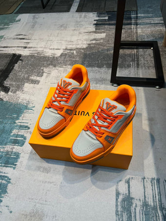 LOUIS VUITTON TRAINER SNEAKER ORANGE GREY - L088