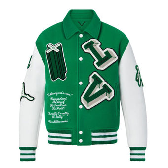 LOUIS VUITTON VARSITY LEATHER JACKET GREEN - CC021