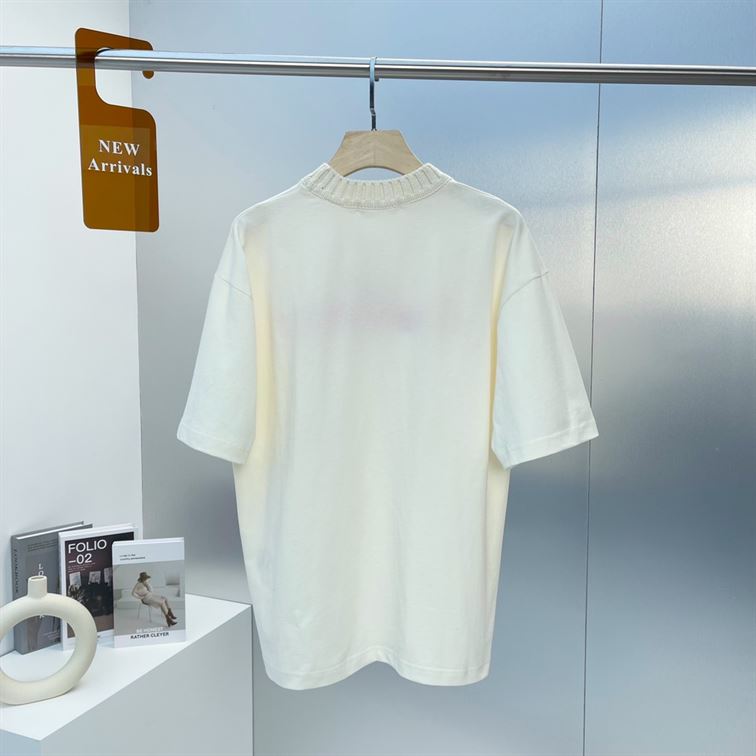 LOUIS VUITTON X NIGO EMBROIDERED MOCKNECK T-SHIRT WHITE - V078