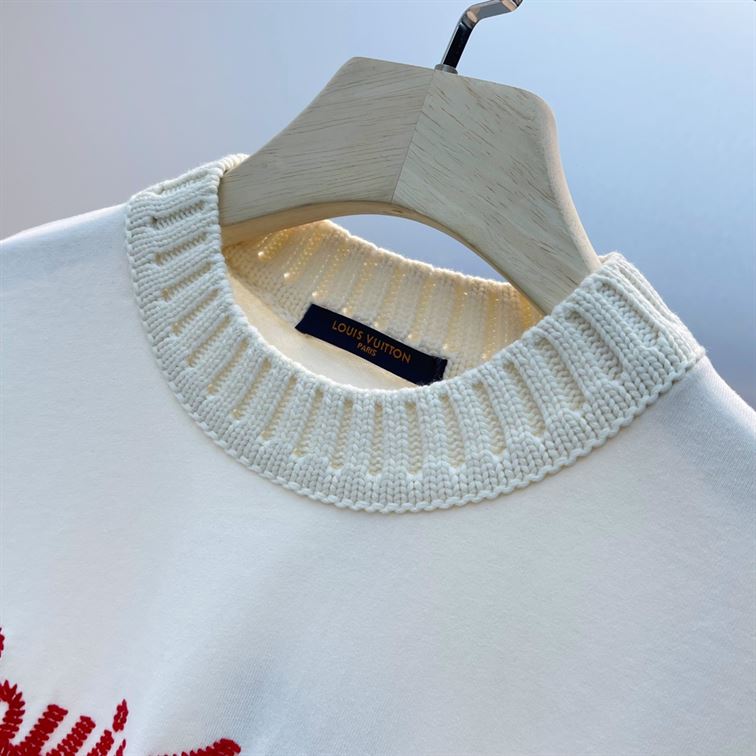 LOUIS VUITTON X NIGO EMBROIDERED MOCKNECK T-SHIRT WHITE - V078