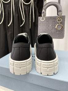 PRADA DOUBLE WHEEL RE-NYLON GABARDINE SNEAKERS BLACK - P064