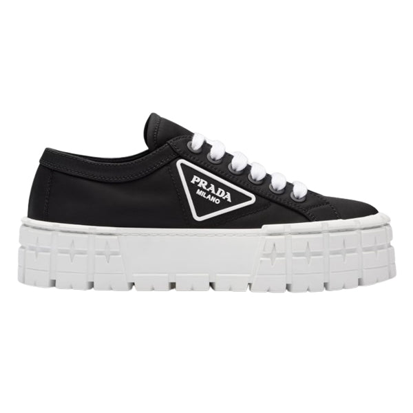 PRADA DOUBLE WHEEL RE-NYLON GABARDINE SNEAKERS BLACK - P064